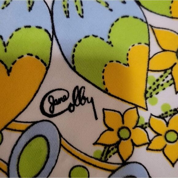 Vintage 60s Jane Colby Mod Top Bright Floral Sunflowers  Hippie Psychedelic M - Picture 3 of 10